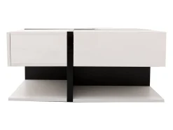 Mesa de centro lacada de alto brilho com 4 gavetas - Design linear - Branca 78 x 78 x 36 cm