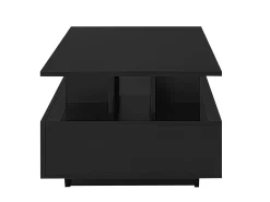 Mesa de centro lacada de alto brilho com iluminação LED e 2 gavetas - Madeira PB preta