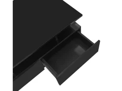 Mesa de centro lacada de alto brilho com iluminação LED e 2 gavetas - Madeira PB preta