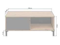 Mesa de centro Lea Gris Antracita - Roble Nodi