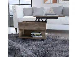 Mesa de centro Luanda em Melamina, com gaveta em calha metálica , 38.86 cm X 54.86 cm X 49.78 cm , Castanho