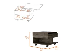 Mesa de centro Luanda em Melamina, com gaveta em calha metálica , 38.86 cm X 54.86 cm X 49.78 cm , Castanho