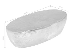 Mesa de centro martelada 100x50x28 cm prateado