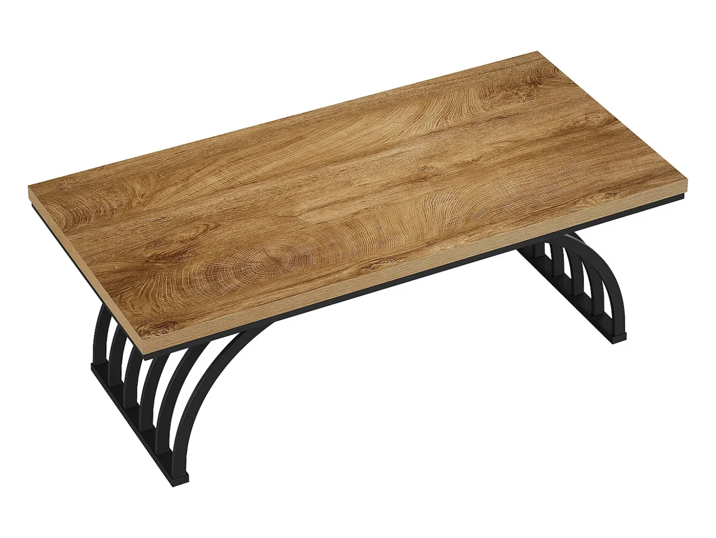 Mesa de Centro, Mesa de Chá de Centro Retangular Rústica de 120cm com Pernas de Moldura de Metal