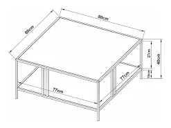 Mesa de centro metálica 40 x 80 x 80 cm preta 03_0008453