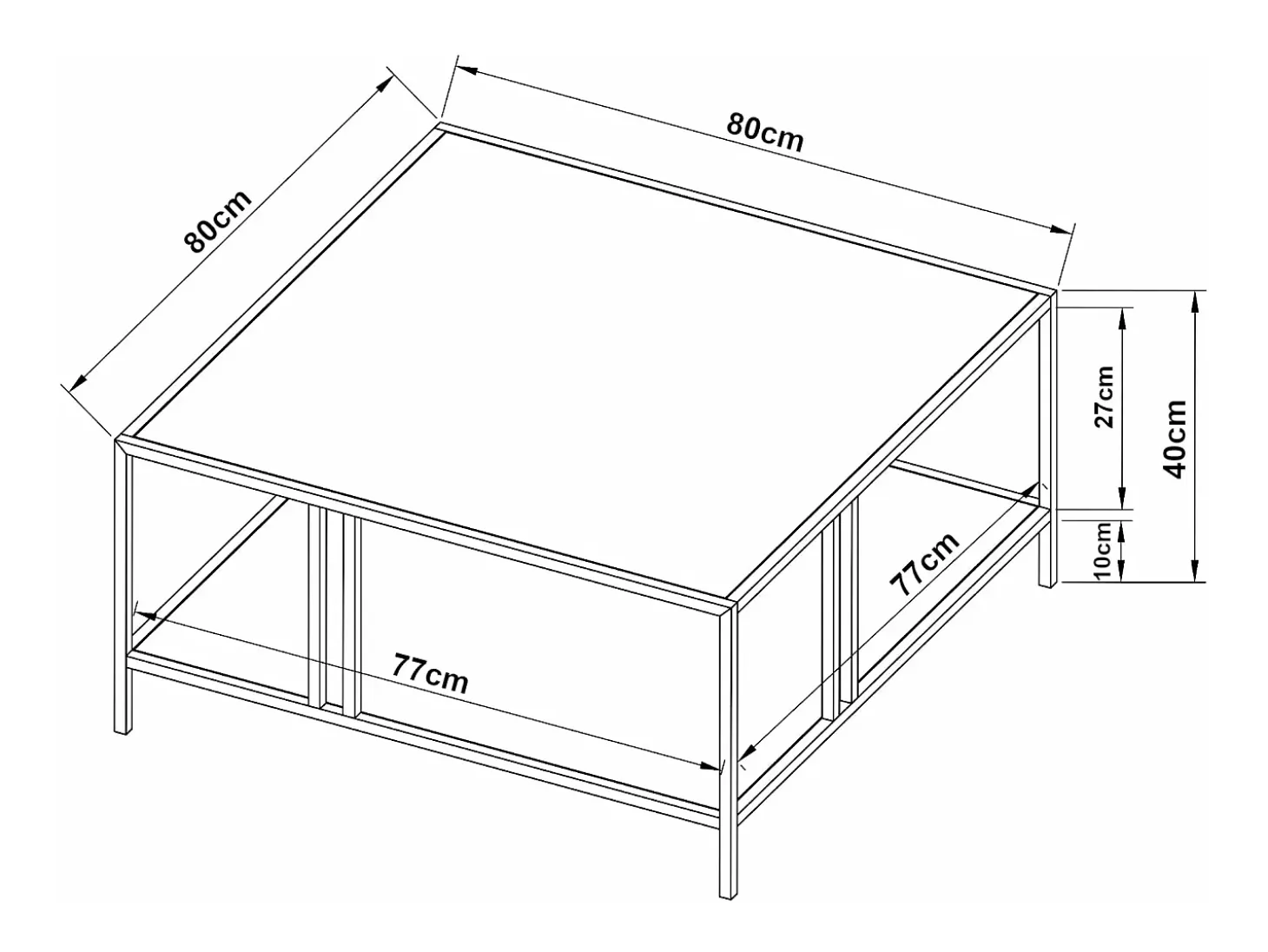 Mesa de centro metálica 40 x 80 x 80 cm preta 03_0008453