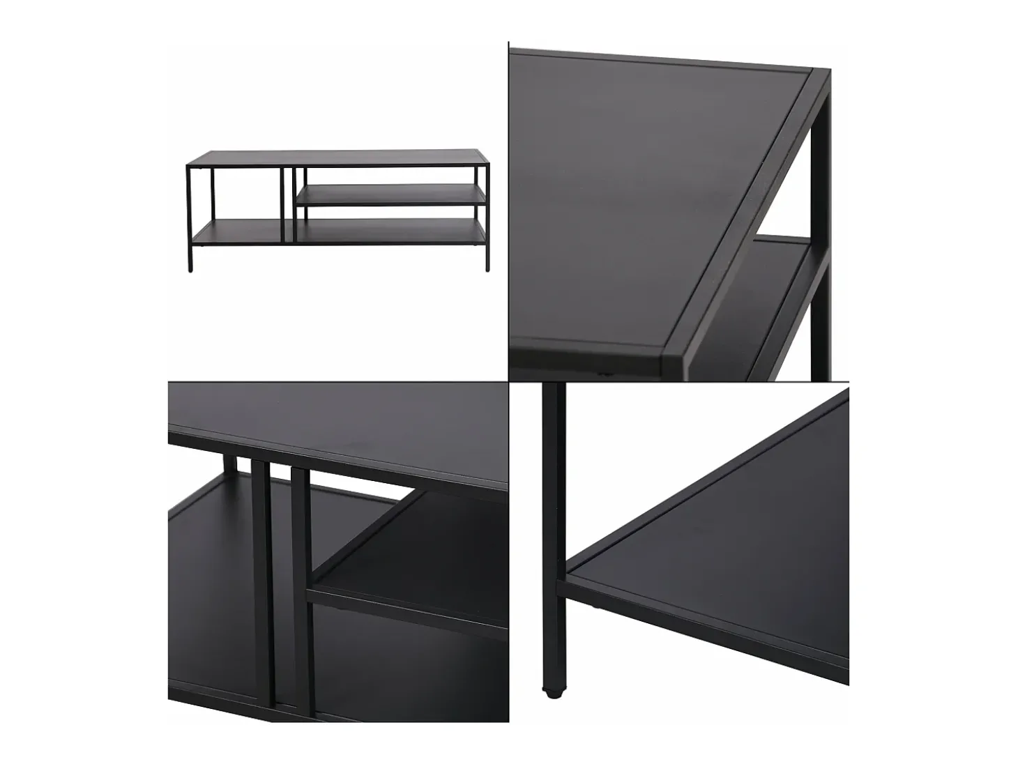 Mesa de centro metálica 40 x 110 x 55 cm preta 03_0008452