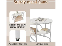 Mesa de centro minimalista - Mármore branco, multifuncional (sala/sofá), fácil montagem, 80x46x45cm, econômica de espaço