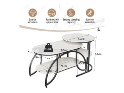 Mesa de centro minimalista - Mármore branco, multifuncional (sala/sofá), fácil montagem, 80x46x45cm, econômica de espaço