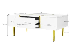 Mesa de centro moderna - 2 gavetas - MDF - Branco