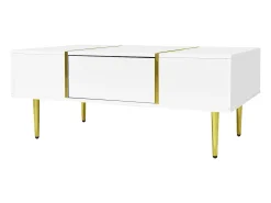 Mesa de centro moderna - 2 gavetas - MDF - Branco