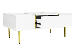 Mesa de centro moderna - 2 gavetas - MDF - Branco