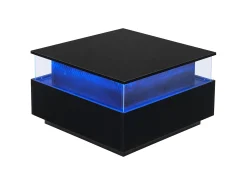 Mesa de centro moderna - com 2 gavetas + compartimentos em vidro - Preto