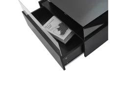 Mesa de centro moderna - com 2 gavetas + compartimentos em vidro - Preto