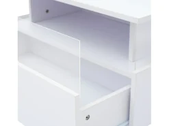 Mesa de centro moderna - com 2 gavetas + compartimentos em vidro - Branco