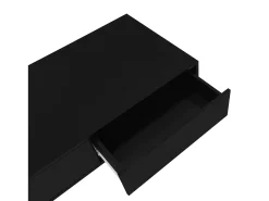 Mesa de centro moderna com acabamento lacado brilhante, iluminação LED e 2 gavetas - Preta