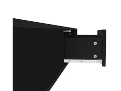 Mesa de centro moderna com acabamento lacado brilhante, iluminação LED e 2 gavetas - Preta