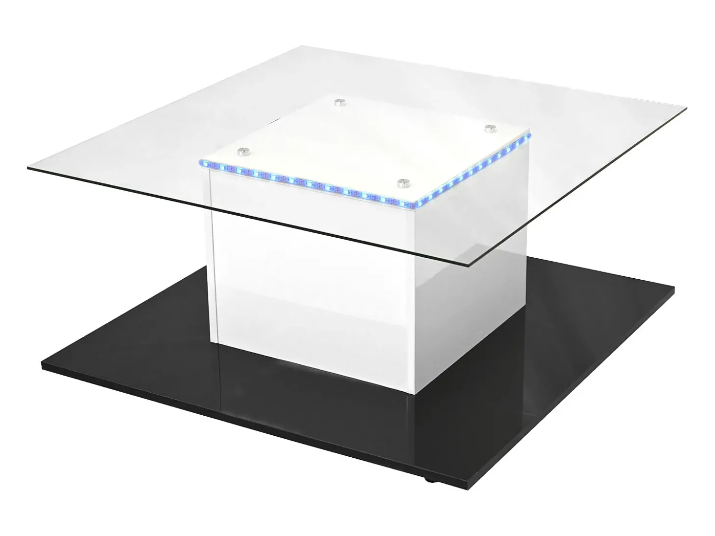 Mesa de centro moderna com rodízios giratórios - com LED - Branco e Preto