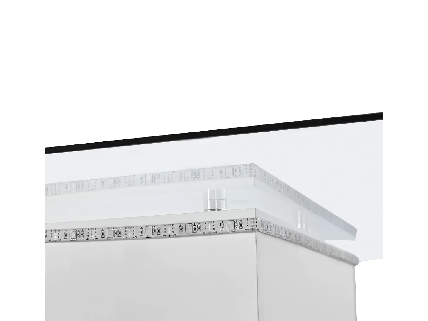 Mesa de centro moderna com rodízios giratórios - com LED - Branco e Preto
