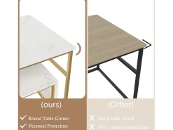 Mesa de centro moderna com armazenamento de camada dupla - Design de canto arredondado anticolisão, tampo grande de 105 cm com prateleiras de armazenamento abertas