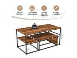 Mesa de centro moderna com armazenamento de camada dupla - Design de canto arredondado anticolisão, tampo grande de 105 cm com prateleiras de armazenamento abertas