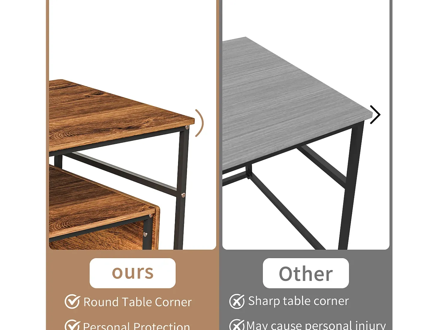 Mesa de centro moderna com armazenamento de camada dupla - Design de canto arredondado anticolisão, tampo grande de 105 cm com prateleiras de armazenamento abertas