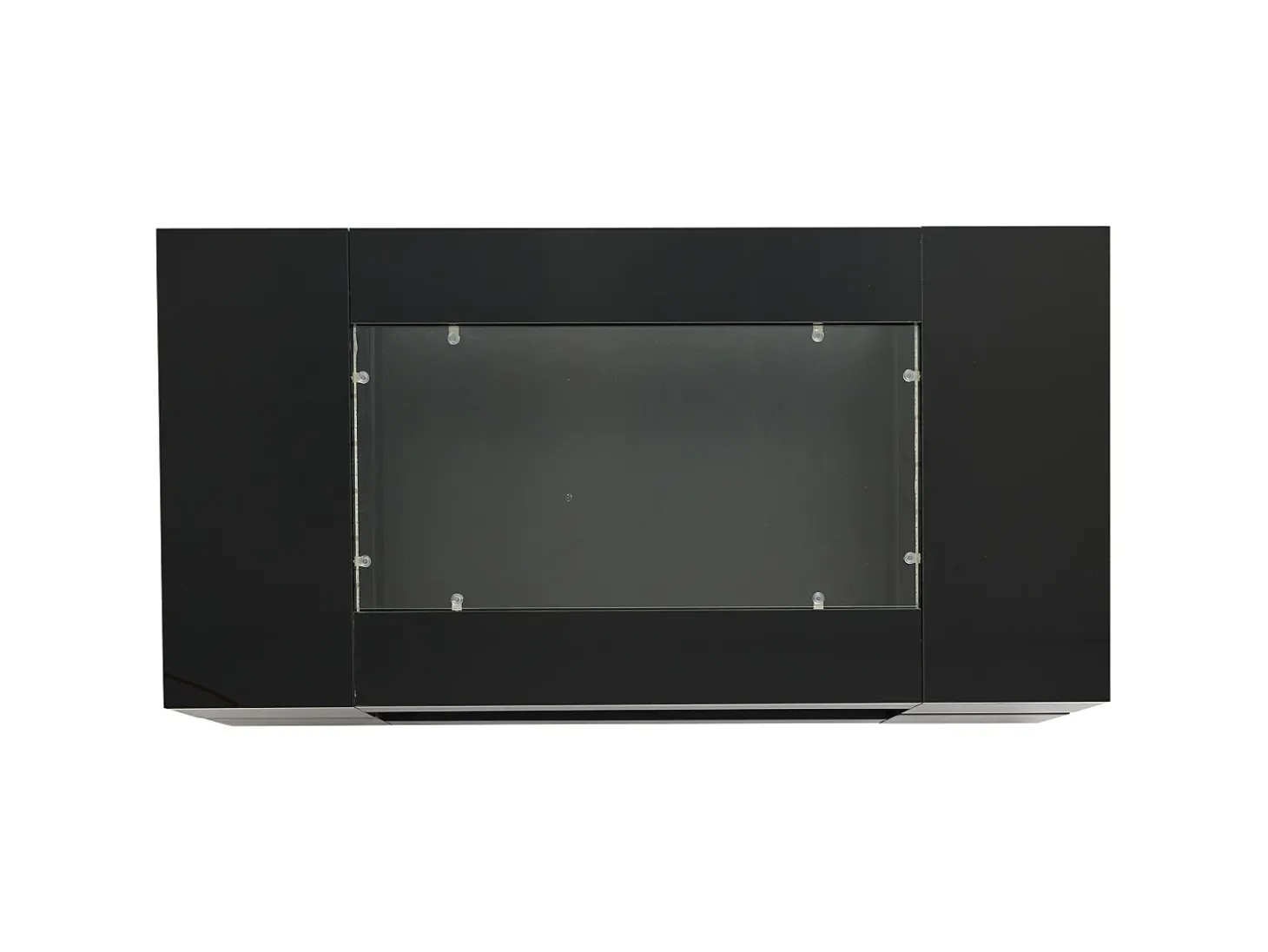 Mesa de centro moderna com LED, tampo de estrutura oca com vidro, superfície lacada a preto
