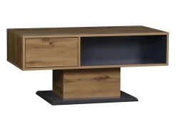 Mesa de centro moderna com espaço de arrumação em ambos os lados - Madeira e cor cinzenta