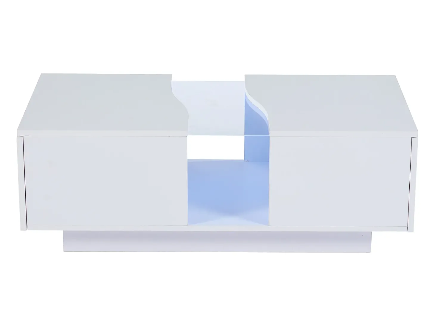 Mesa de centro moderna com LED e 2 gavetas - 100x50x35 cm - MDF - Branco