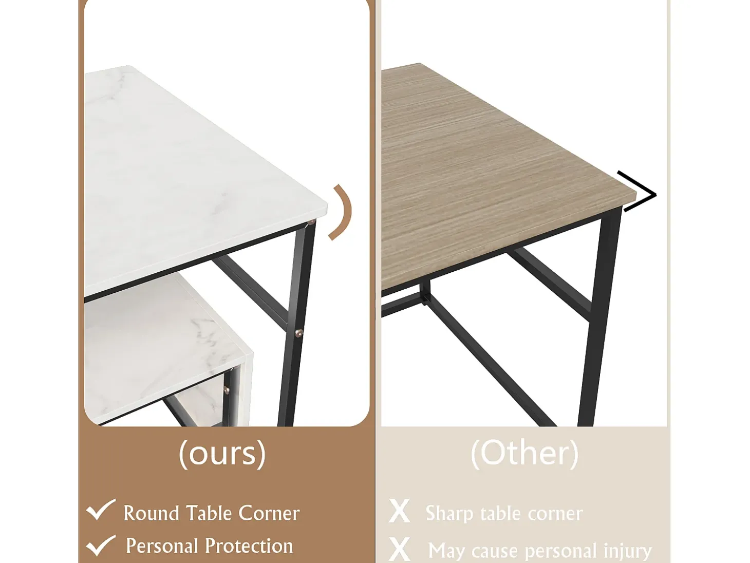 Mesa de centro moderna com armazenamento de camada dupla - Design de canto arredondado anticolisão, tampo grande de 105 cm com prateleiras de armazenamento abertas