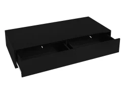 Mesa de centro moderna com LED - 2 gavetas - Preto