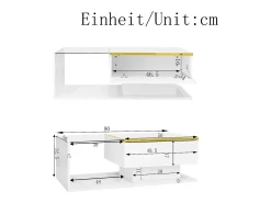 Mesa de centro moderna em vidro com iluminação LED - painéis de partículas - branco