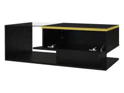 Mesa de centro moderna em vidro com iluminação LED - painéis de partículas - preto