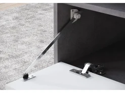 Mesa de centro moderna retangular com prateleira e compartimento, 90 cm, matera, branco