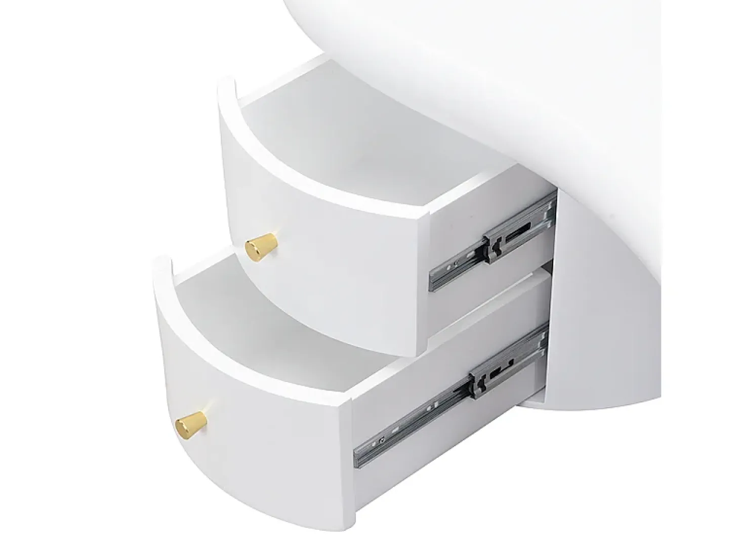 Mesa de centro moderna 97x64x42cm - forma irregular - 2 gavetas - branco