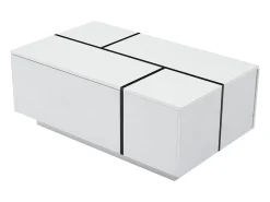 Mesa de centro moderna 100x60x40cm - acabamento brilhante - com 4 gavetas - branca