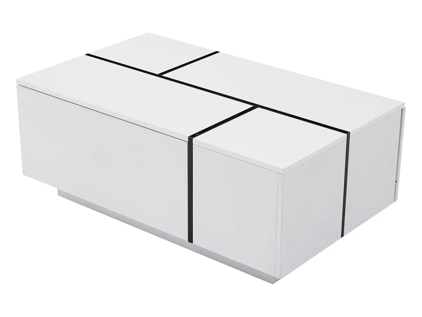 Mesa de centro moderna 100x60x40cm - acabamento brilhante - com 4 gavetas - branca