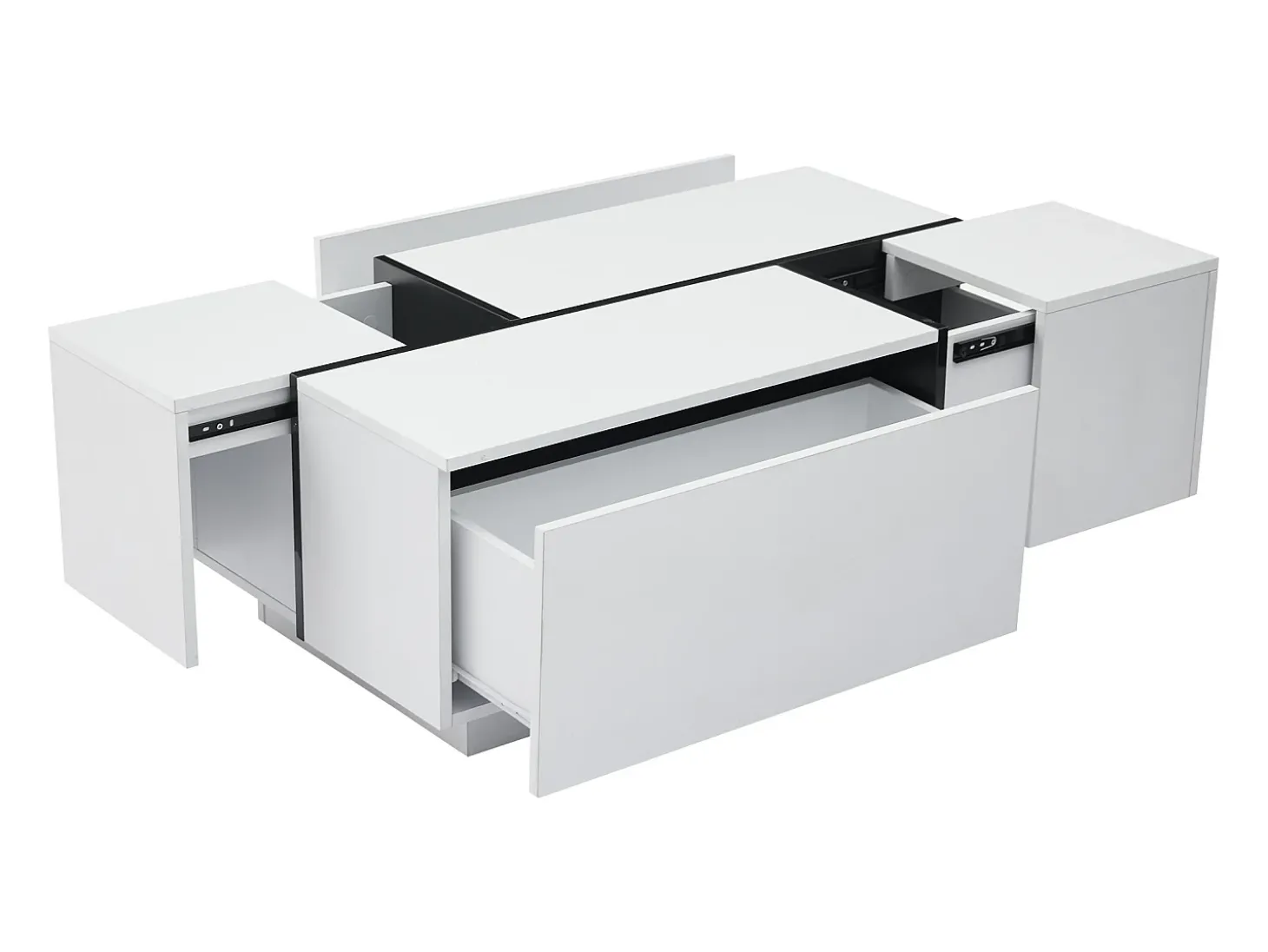 Mesa de centro moderna 100x60x40cm - acabamento brilhante - com 4 gavetas - branca
