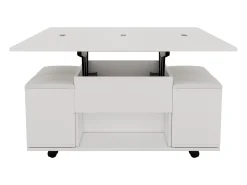 Mesa de centro multifuncional - transformada em mesa e 4 bancos - Branco