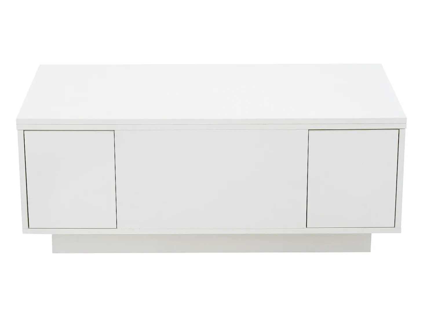 Mesa de centro multifuncional elevável com armazenamento oculto, branco puro, estrutura de MDF