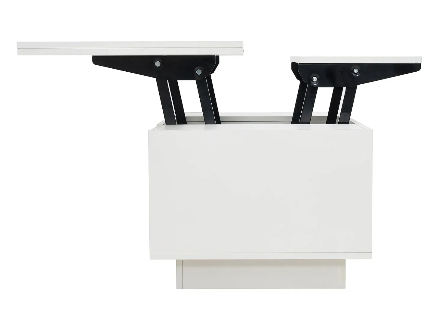 Mesa de centro multifuncional elevável com armazenamento oculto, branco puro, estrutura de MDF