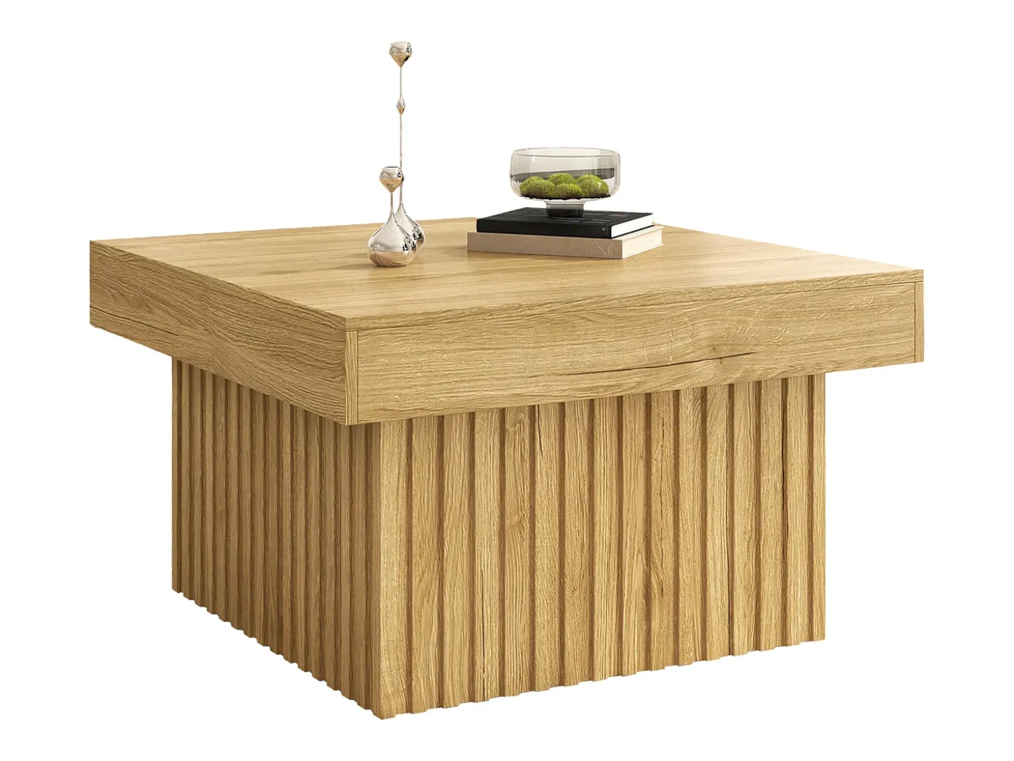 Mesa de centro natural, aglomerado e MDF, 79x79x46cm
