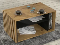 Mesa de centro Nera madeira e preto 45cm