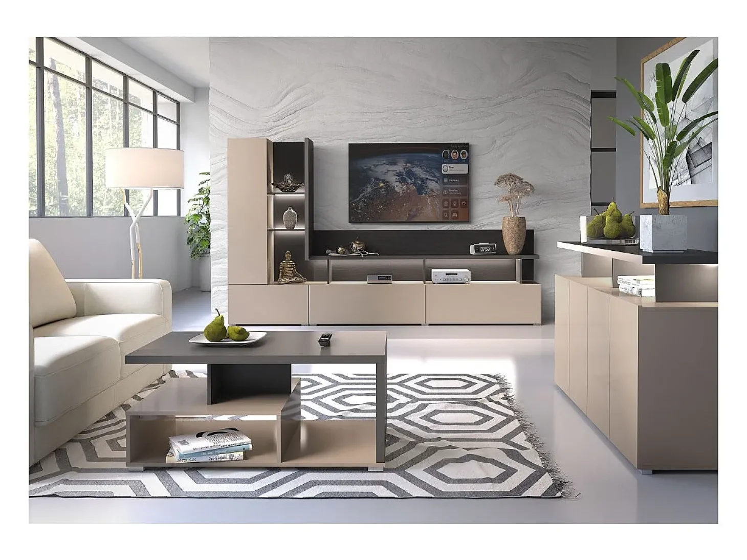 Mesa de centro NESS – Tampo 100 x 60 cm – Acabamento Congo e antracite – Design moderno