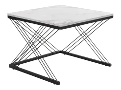 Mesa de centro nido - Juego de 2 - Tablero efecto mármol de alto brillo - Blanco y negro