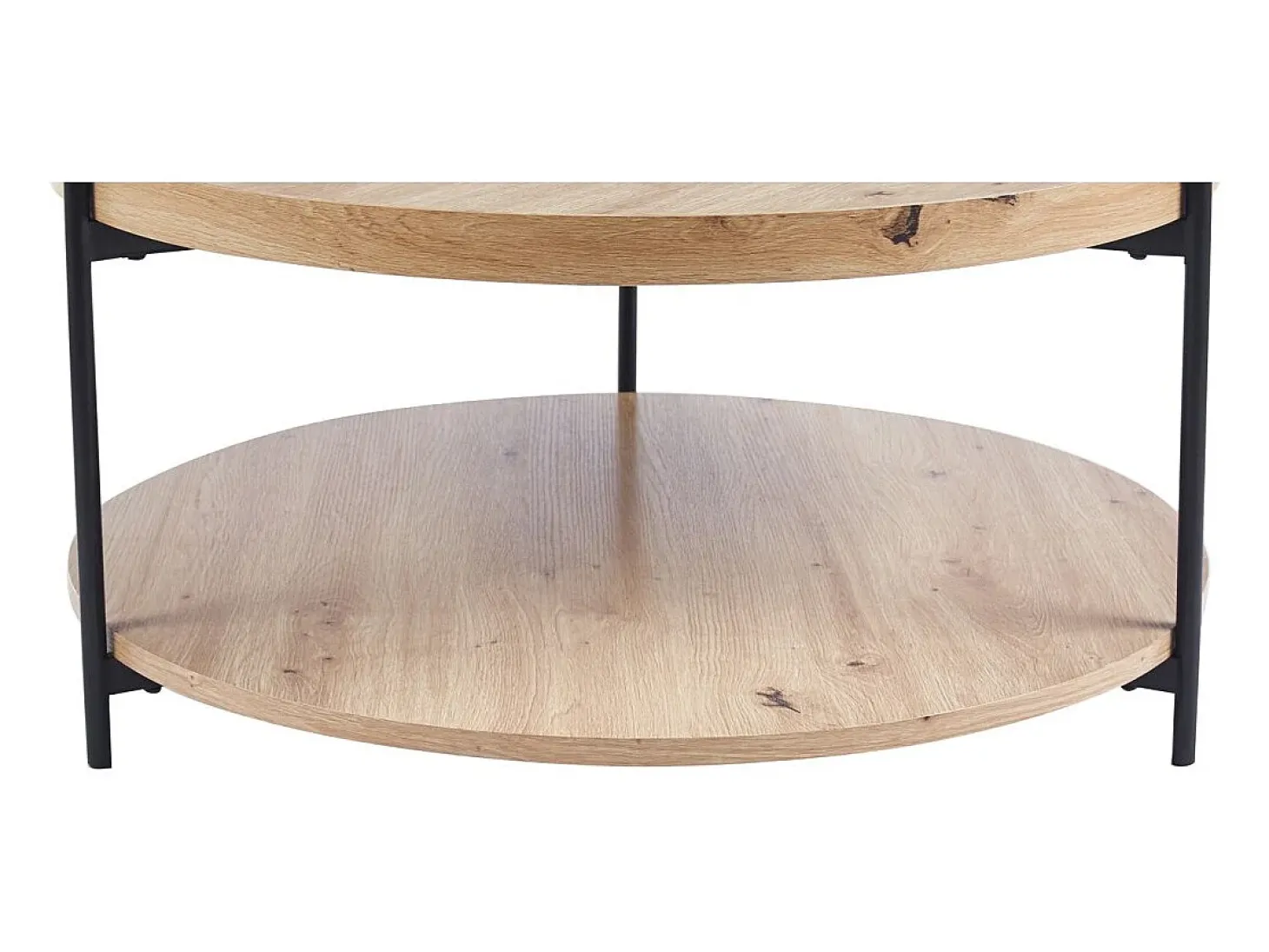 Mesa de centro NORWYN – Cor carvalho envelhecido – Mesa de centro redonda Ø80 cm – MDF – Design original
