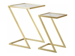 Mesa de centro Ono, Mesa de centro baixa, Porta-revistas para sofá, Estante de sala, 40x40 h60 cm, Dourado