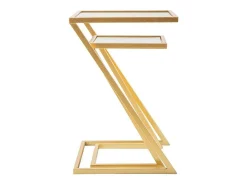 Mesa de centro Ono, Mesa de centro baixa, Porta-revistas para sofá, Estante de sala, 40x40 h60 cm, Dourado