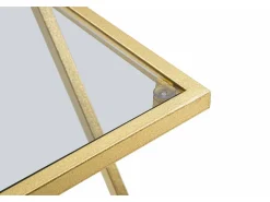 Mesa de centro Ono, Mesa de centro baixa, Porta-revistas para sofá, Estante de sala, 40x40 h60 cm, Dourado