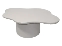 Mesa de centro orgânica em metal cor creme - POLENDRA